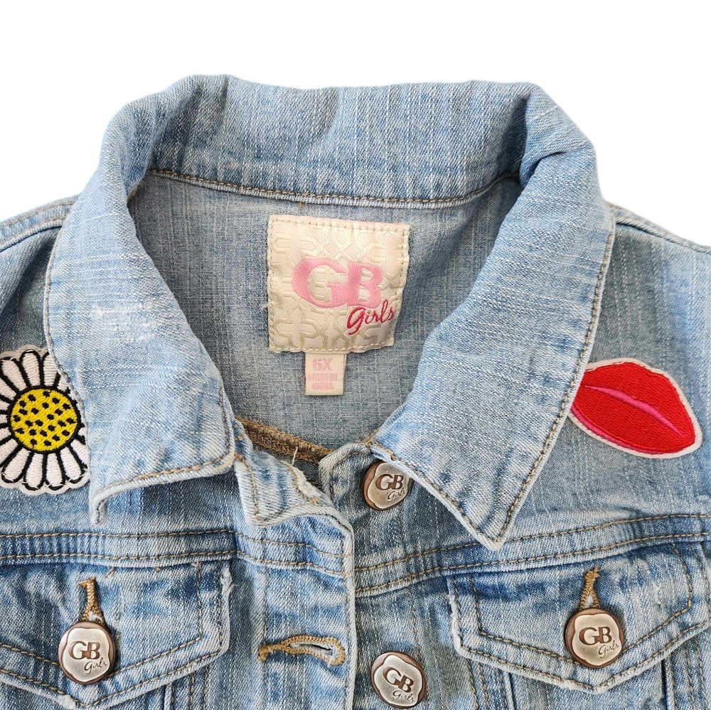 GB Girls Patch Light-Wash Jean Jacket / Size 6X - Picture 2 of 15